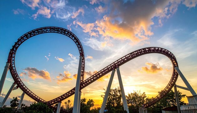 Roller Coaster Loop at Sunset
