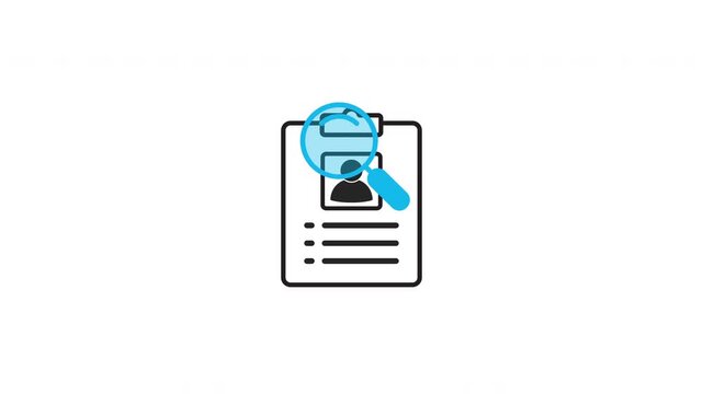Resume searching, CV profile review, Recruitment screening with magnifier motion graphic