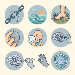 Obraz premium Mental Health Concept Illustrations Set.