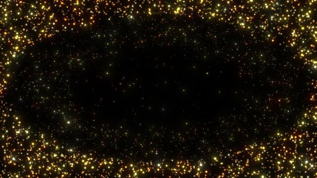 golden abstract particles frame background loop