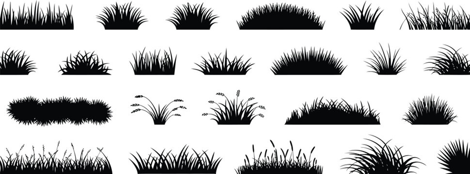 Collection of black grass silhouettes 