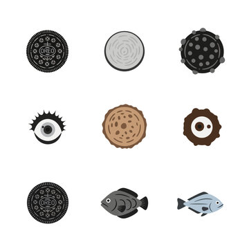 Oreosomatid Fish and Oreo Cookie Element Isolated on Transparent Background