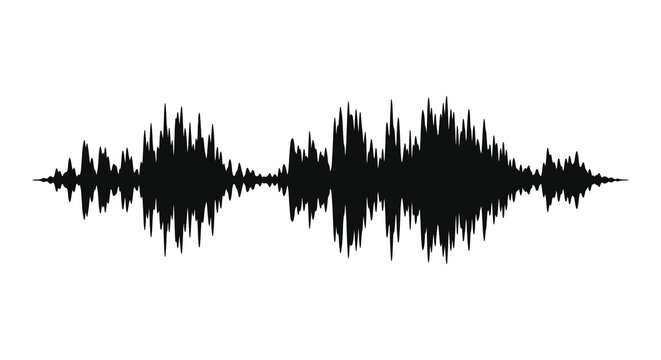 Sound wave form silhouette on white background