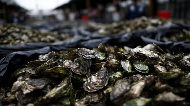 Oysters piling up for market distribution