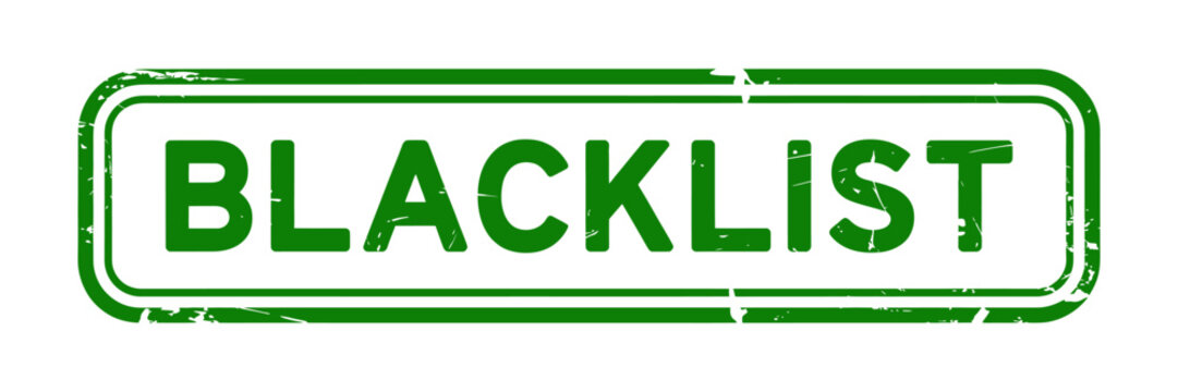Vintage grunge style blacklist stamp label isolated on transparent background
