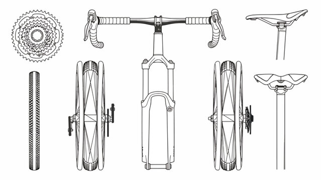 Detailed bicycle parts and components.