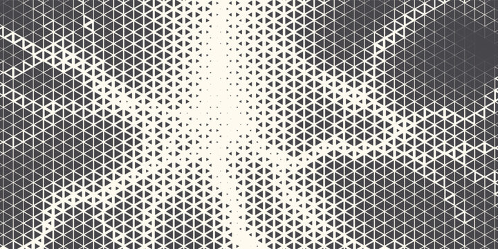 Triangle Shapes Vector Abstract Geometric Technology Background. Radial Composition Halftone Frame Triangular Retro Simple Pattern. Minimal Style Dynamic Tech Wallpaper