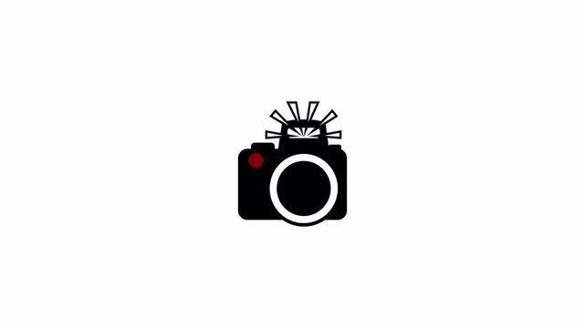 Camera icon animation for photo capture and recording use on transparent background . Simple camera symbol motion for media and content creation. Clean visual camera indicator for video projects in 4k