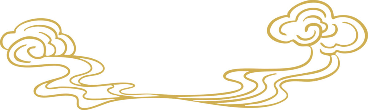 Golden lines of Chinese auspicious clouds
