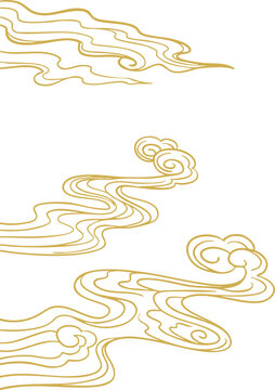 Golden lines of Chinese auspicious clouds