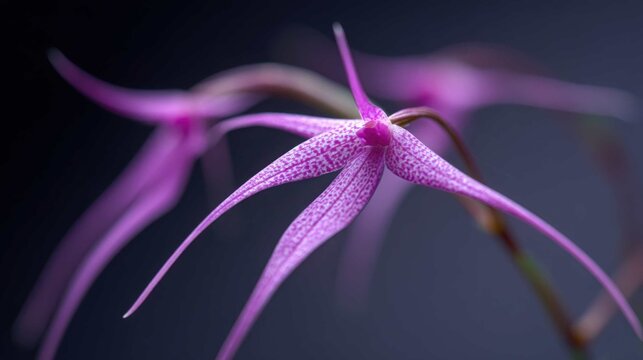 Close-up of a delicate purple orchid flower showcasing intricate petal patterns and graceful structures