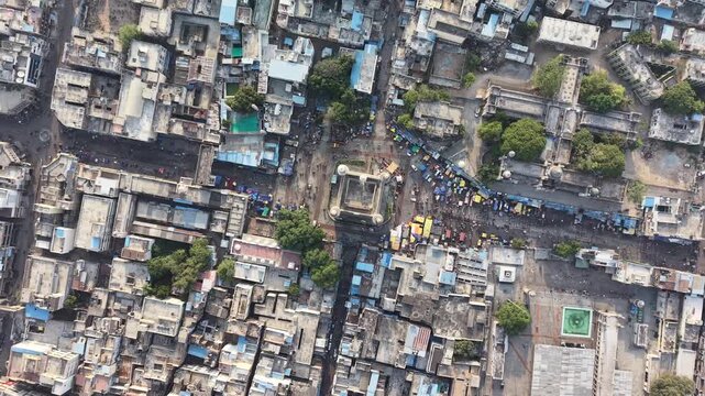 Aerial shot of Charminar in Hyderabad, India