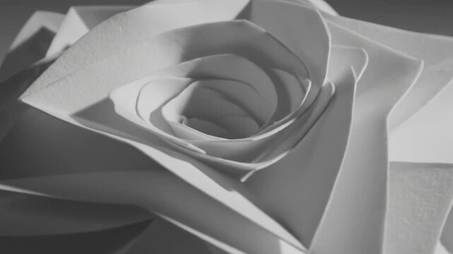 Abstract Geometric Paper Sculpture Rose Macro Shot.