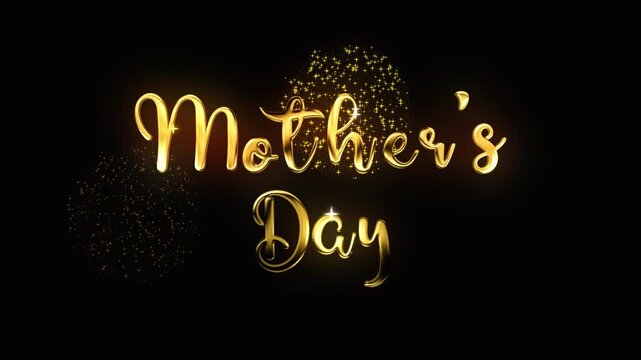 Mother's day golden text lettering handwritten calligraphy animation, gold color animated lettering reveal celebration isolated for invitation greeting card festive holiday design elegant mom banner