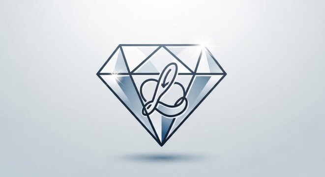 A sparkling, faceted diamond illustration with a stylized cursive letter L at its center, set against a clean gradient background.