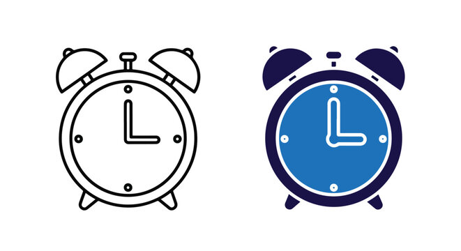 Alarm clock vector illustration - Blue icon set - Modern style icon  - Glyph and solid icon set - Icon vector