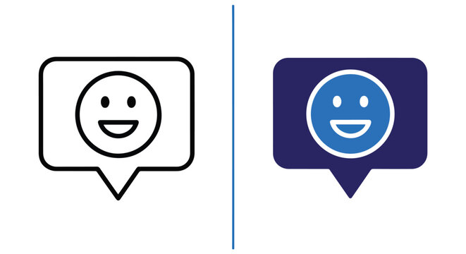 Smiley face icon set vector illustration - Line and glyph solid icon and logo template - Clipart, sticker - icon set