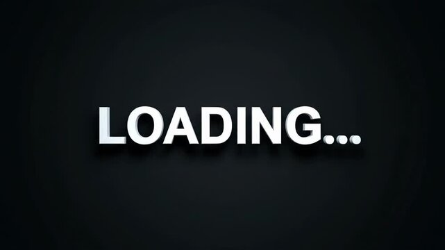 A white "LOADING..." text is centered on a black background, with the text subtly lit from below