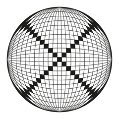 Sphere test pattern. Radial geometric design. Abstract Vector structure. Black white element. © Kravchenko