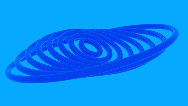 Cyan Blue Fourier Concentric Rings Smooth Abstract Background