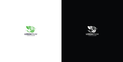 Eco-friendly logo design featuring a leaf and a 'B' initial, presented on white and black backgrounds © micky_adb