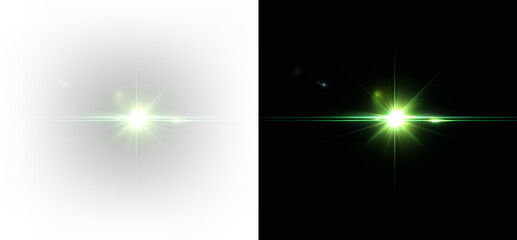 Vibrant neon green light pulse and optic flare element for futuristic technology interface and cinematic motion design overlay © theladydarina