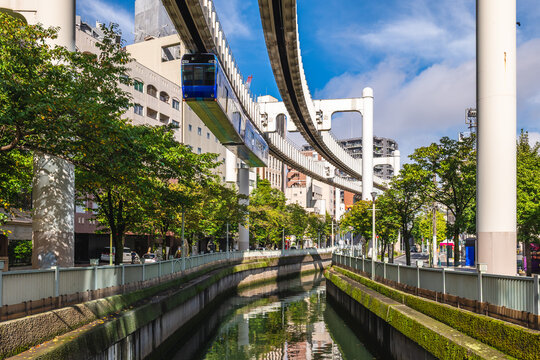Chiba Urban Monorail, worlds longest suspended monorail system in Chiba, Kanto, Japan