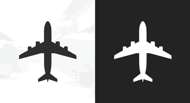Vector airplane icons flying in silhouette - Glyph solid icon - Editable modern style icon - Clipart, sticker - icon set - Clipart