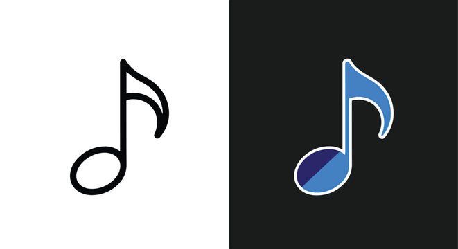 Music note vector icons in flat design - Minimalist, flat icon, outline, glyph, linear, clipart, sticker - icon set