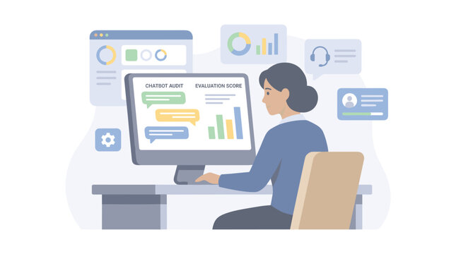 Person Working at Computer Analyzing Data Charts.
