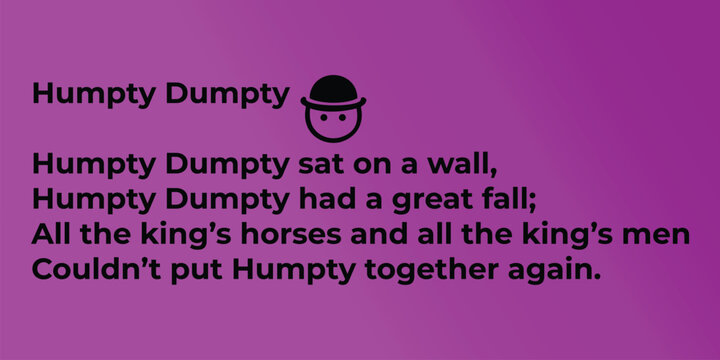 Humpty Dumpty Sat on a Wall Nursery Rhyme.