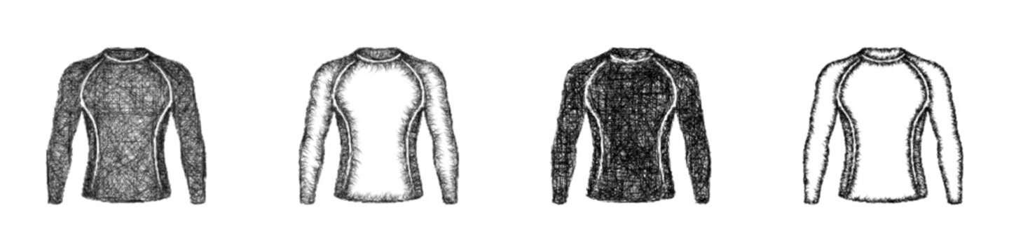 Sketch compression shirt icon design set