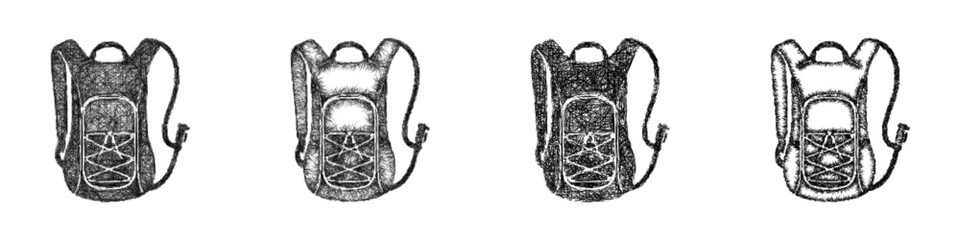 Fototapeta premium Sketch hydration pack icon design set