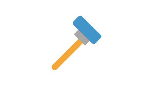 Stylized Hammer Tool with Orange Handle on White Background