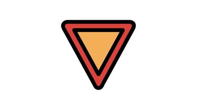 Yield sign icon on a White Background illustration