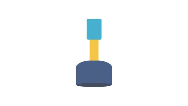 Simple blue and yellow object on solid White Background