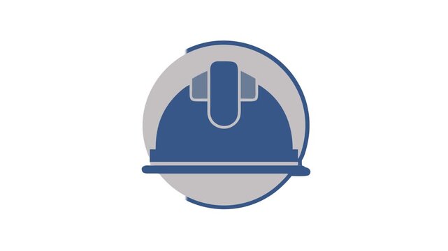 Flat vector construction helmet on gray circle background