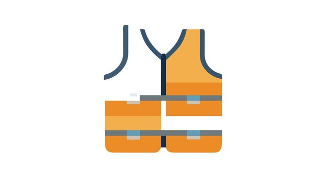 Isolated orange life vest on a White Background icon