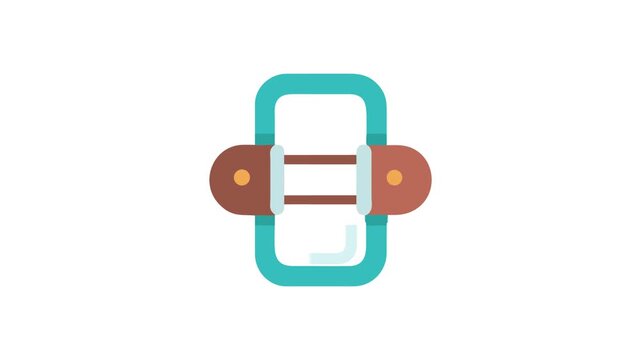 Isolated buckle with turquoise and brown colors on White