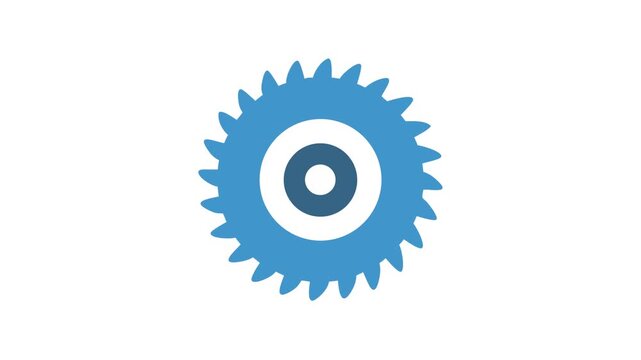 Abstract blue cogwheel with circles on White Background
