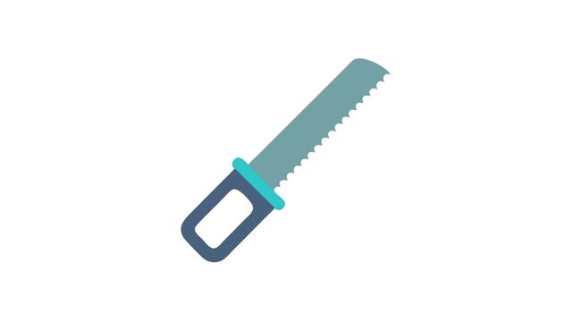 Isolated blue cartoon hand saw against a White Background
