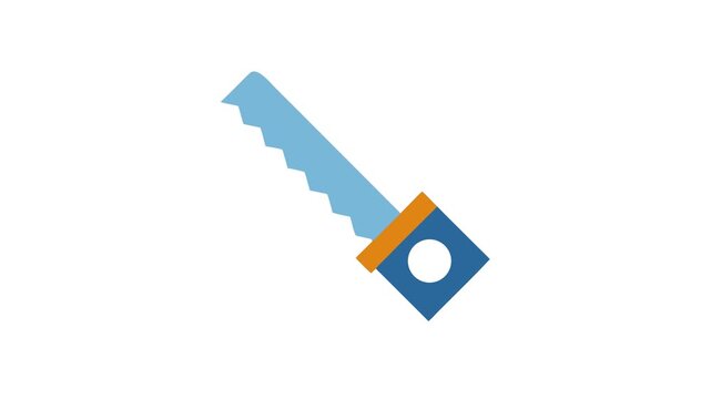 Isolated Hand Saw Tool with a Light Blue Blade