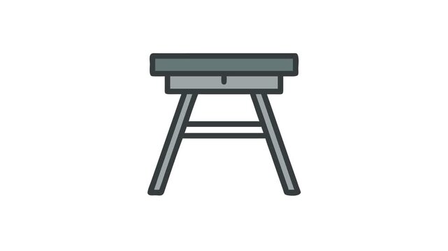 Modern gray table with outlined design on White backdrop