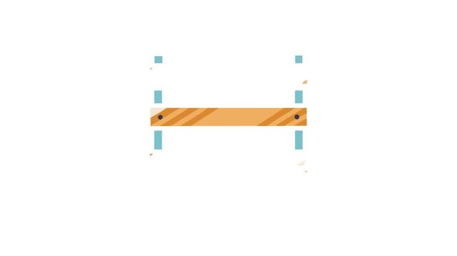 Cartoon style illustration of a wooden barrier construction element