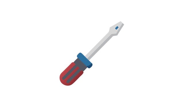Flat design of a red and blue handled screwdriver