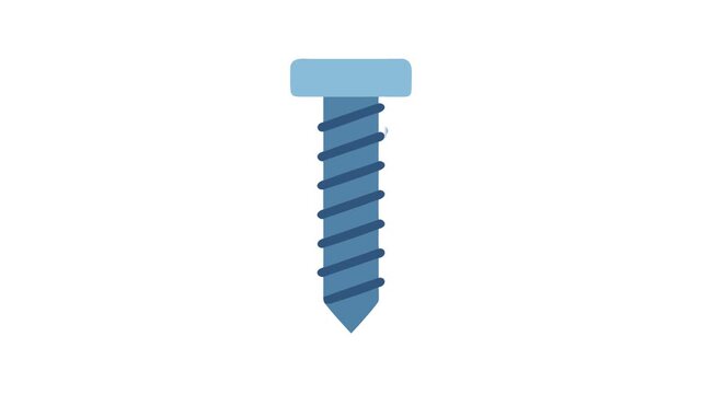 Isolated blue metal screw on a White Background