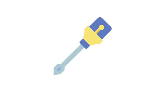 Flat design vector illustration of a slotted screwdriver tool