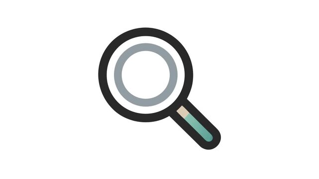 Minimalist flat design icon of a magnifying glass isolated