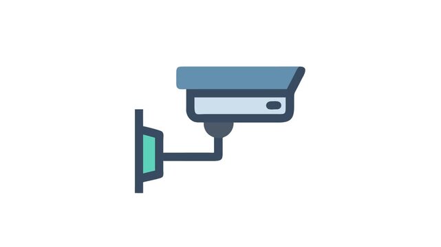 Security camera surveillance system monitoring icon in flat style