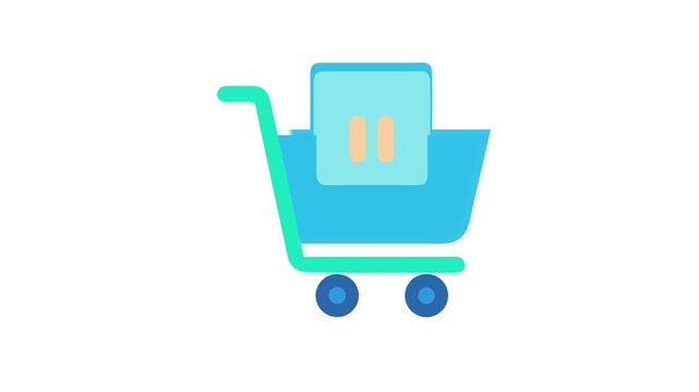 Minimalistic shopping cart icon with pause button concept